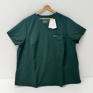 Figs Catarina Racing Top Women 4XL Racing Green V-Neck Scrub Pocket 1000335 New